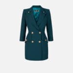 Coat dress with lapel and logo buttons